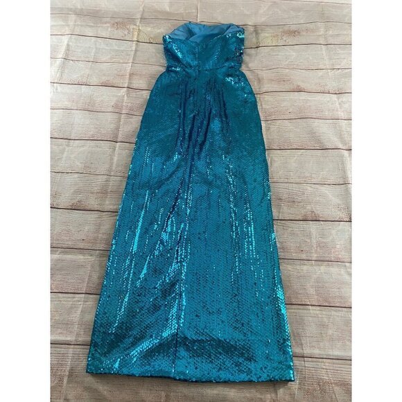 Vintage Mike Bennet Formals Women's Blue Sequin Evening Gown - 8 - Picture 9 of 14